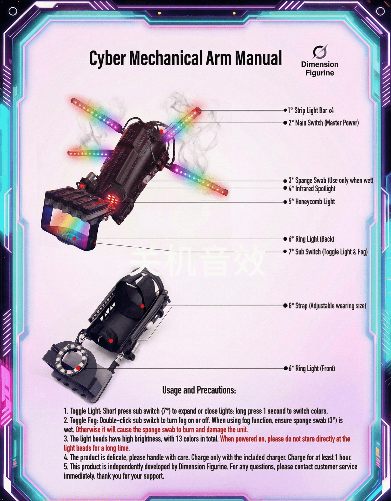 Cybernetic LED Mechanical Arm with Mist Spray — Wearable Exoskeleton Toy - XAutoLab | Desktop SMT Pick & Place, Feeders & Equipment