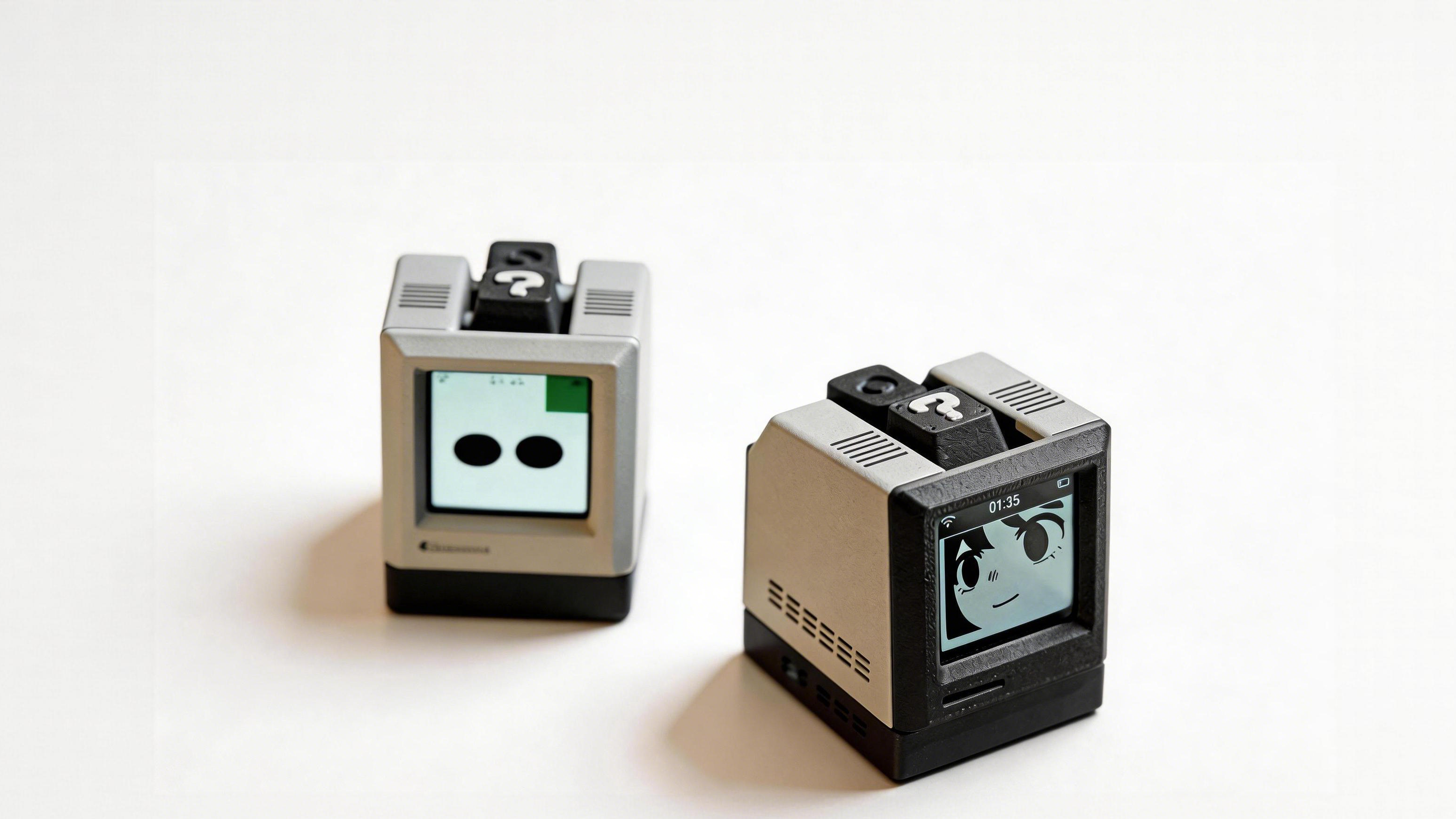 Two vintage electronic devices on a white background